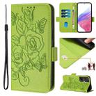 For Infinix Hot 20s / 20 Pro Embossed Rose RFID Anti-theft Leather Phone Case(Green) - 1