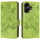 For Infinix Hot 30 4G Embossed Rose RFID Anti-theft Leather Phone Case(Green) - 2