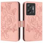 For Infinix Hot 30 5G Embossed Rose RFID Anti-theft Leather Phone Case(Pink) - 2
