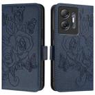 For Infinix Hot 30 5G Embossed Rose RFID Anti-theft Leather Phone Case(Dark Blue) - 2