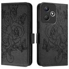 For Infinix Hot 30 Play / 30 Play NFC Embossed Rose RFID Anti-theft Leather Phone Case(Black) - 2
