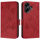 For Infinix Hot 30i Embossed Rose RFID Anti-theft Leather Phone Case(Red) - 2