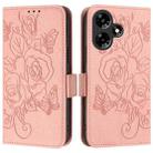 For Infinix Hot 30i Embossed Rose RFID Anti-theft Leather Phone Case(Pink) - 2