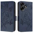 For Infinix Hot 30i Embossed Rose RFID Anti-theft Leather Phone Case(Dark Blue) - 2