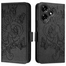 For Infinix Hot 30i Embossed Rose RFID Anti-theft Leather Phone Case(Black) - 2