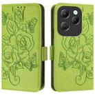 For Infinix Hot 40 / 40 Pro Embossed Rose RFID Anti-theft Leather Phone Case(Green) - 2