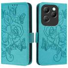 For Infinix Hot 40 / 40 Pro Embossed Rose RFID Anti-theft Leather Phone Case(Light Blue) - 2