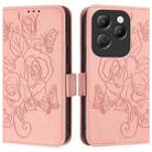 For Infinix Hot 40 / 40 Pro Embossed Rose RFID Anti-theft Leather Phone Case(Pink) - 2