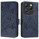 For Infinix Hot 40 / 40 Pro Embossed Rose RFID Anti-theft Leather Phone Case(Dark Blue) - 2