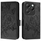 For Infinix Hot 40 / 40 Pro Embossed Rose RFID Anti-theft Leather Phone Case(Black) - 2