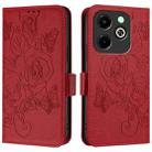 For Infinix Hot 40i Embossed Rose RFID Anti-theft Leather Phone Case(Red) - 2
