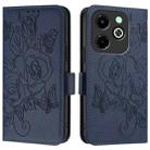 For Infinix Hot 40i Embossed Rose RFID Anti-theft Leather Phone Case(Dark Blue) - 2