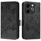 For Infinix Hot 40i Embossed Rose RFID Anti-theft Leather Phone Case(Black) - 2