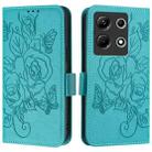 For Infinix Note 30 4G Embossed Rose RFID Anti-theft Leather Phone Case(Light Blue) - 2