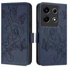 For Infinix Note 30 VIP Embossed Rose RFID Anti-theft Leather Phone Case(Dark Blue) - 2