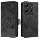 For Infinix Note 30i Embossed Rose RFID Anti-theft Leather Phone Case(Black) - 2