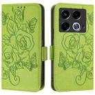 For Infinix Note 40 4G Embossed Rose RFID Anti-theft Leather Phone Case(Green) - 2