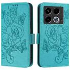 For Infinix Note 40 4G Embossed Rose RFID Anti-theft Leather Phone Case(Light Blue) - 2