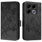 For Infinix Note 40 4G Embossed Rose RFID Anti-theft Leather Phone Case(Black) - 2