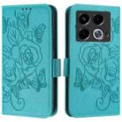 For Infinix Note 40 5G Embossed Rose RFID Anti-theft Leather Phone Case(Light Blue) - 2