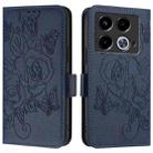 For Infinix Note 40 5G Embossed Rose RFID Anti-theft Leather Phone Case(Dark Blue) - 2