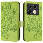 For Infinix Note 40 Pro 4G Embossed Rose RFID Anti-theft Leather Phone Case(Green) - 2