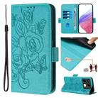 For Infinix Note 40 Pro 4G Embossed Rose RFID Anti-theft Leather Phone Case(Light Blue) - 1