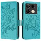 For Infinix Note 40 Pro 4G Embossed Rose RFID Anti-theft Leather Phone Case(Light Blue) - 2