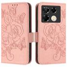 For Infinix Note 40 Pro 4G Embossed Rose RFID Anti-theft Leather Phone Case(Pink) - 2