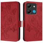 For Infinix Smart 7 Embossed Rose RFID Anti-theft Leather Phone Case(Red) - 2