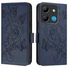 For Infinix Smart 7 Embossed Rose RFID Anti-theft Leather Phone Case(Dark Blue) - 2