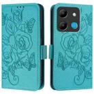 For Infinix Smart 7 HD / 7 Indian / 7 Plus Embossed Rose RFID Anti-theft Leather Phone Case(Light Blue) - 2