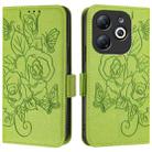 For Infinix Smart 8 Embossed Rose RFID Anti-theft Leather Phone Case(Green) - 2