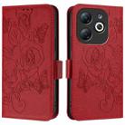 For Infinix Smart 8 Embossed Rose RFID Anti-theft Leather Phone Case(Red) - 2