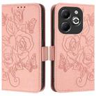 For Infinix Smart 8 Plus / 8 Pro / T8 Plus Embossed Rose RFID Anti-theft Leather Phone Case(Pink) - 2