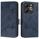 For Infinix Smart 8 Plus / 8 Pro / T8 Plus Embossed Rose RFID Anti-theft Leather Phone Case(Dark Blue) - 2