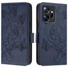 For Infinix Zero 20 Embossed Rose RFID Anti-theft Leather Phone Case(Dark Blue) - 2