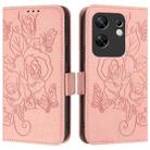 For Infinix Zero 30 4G Embossed Rose RFID Anti-theft Leather Phone Case(Pink) - 2