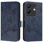 For Infinix Zero 30 4G Embossed Rose RFID Anti-theft Leather Phone Case(Dark Blue) - 2