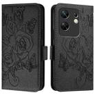 For Infinix Zero 30 4G Embossed Rose RFID Anti-theft Leather Phone Case(Black) - 2