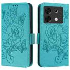 For Infinix Zero 30 5G Embossed Rose RFID Anti-theft Leather Phone Case(Light Blue) - 2