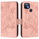 For Infinix Hot 10i Embossed Rose RFID Anti-theft Leather Phone Case(Pink) - 2