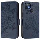 For Infinix Hot 10i Embossed Rose RFID Anti-theft Leather Phone Case(Dark Blue) - 2