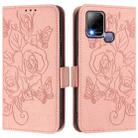 For Infinix Hot 10T / Hot 10s Embossed Rose RFID Anti-theft Leather Phone Case(Pink) - 2