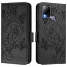 For Infinix Hot 10T / Hot 10s Embossed Rose RFID Anti-theft Leather Phone Case(Black) - 2