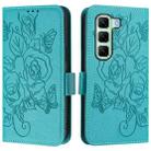 For Infinix Hot 50 4G Embossed Rose RFID Anti-theft Leather Phone Case(Light Blue) - 2