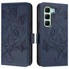 For Infinix Hot 50 4G Embossed Rose RFID Anti-theft Leather Phone Case(Dark Blue) - 2