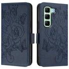 For Infinix Hot 50 5G Embossed Rose RFID Anti-theft Leather Phone Case(Dark Blue) - 2