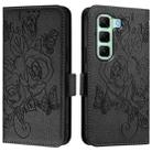 For Infinix Hot 50 5G Embossed Rose RFID Anti-theft Leather Phone Case(Black) - 2