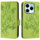 For Infinix Note 40X 5G Embossed Rose RFID Anti-theft Leather Phone Case(Green) - 2